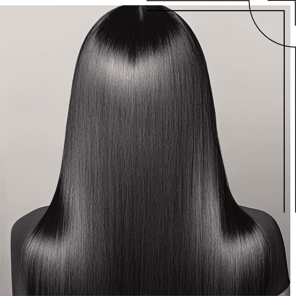 Cabello alisado con acabado espejo